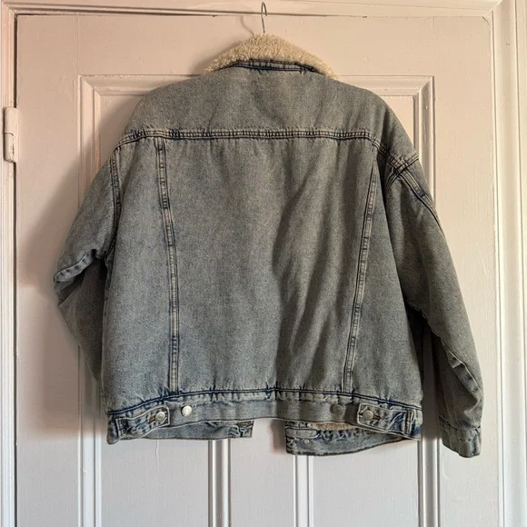& Denim Jacket with Sherpa Lining - Picture 2 of 5